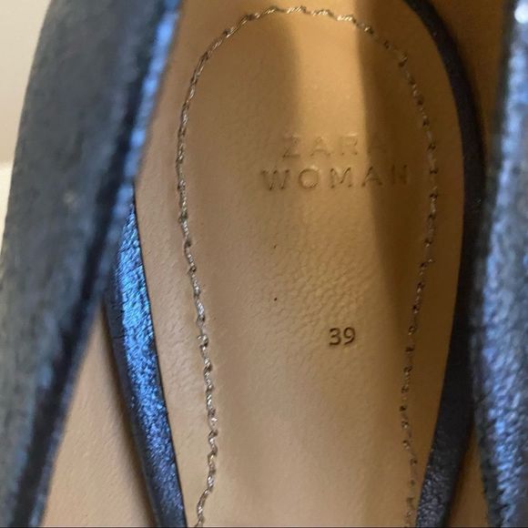 Zara Women Stiletto Heels Size 8 (39) Metallic Blue - Picture 9 of 10